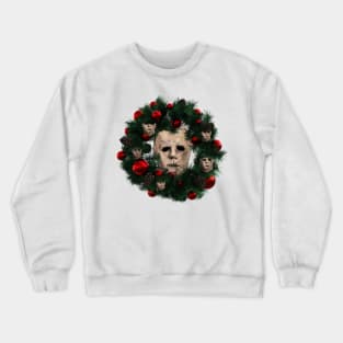 Michael Myers Halloween Multiface Christmas Wreath Crewneck Sweatshirt